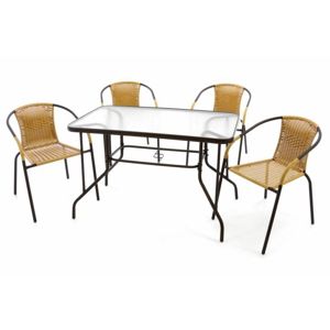 Garthen 37024 Zahradní set polyratanové 4 židle a skleněný stůl