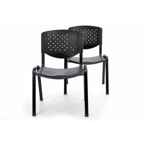 Garthen 40750 Sada 2 ks stohovatelné plastové kancelářské židle - černá