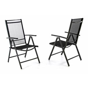 Garthen 40771 Sada dvou zahradní polohovatelných židlí - černá