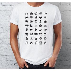 Cestovní tričko s ikonami - Černé - Velikost L