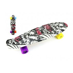 Teddies Skateboard pennyboard 60cm nosnost 90kg černo-červený černé osy kov kola mix barev