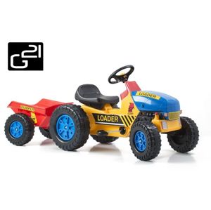 G21 Classic Šlapací traktor s vlečkou žluto/modrý