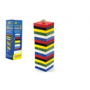 Teddies 59071 Hra Jenga věž 54 barevných dílků dřevo v krabičce 8x25cm
