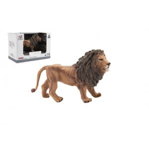 Teddies Zvířátka safari ZOO 13cm lev plast 1ks v krabičce 16x11x9,5cm