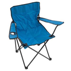 Skládací kempingová židle s držákem nápojů - modrá