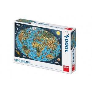 Puzzle Kreslená mapa světa 66x47cm 1000dílků v krabici 32x23x7cm