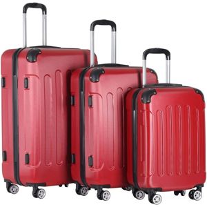 Vojagor 74206 3dílná sada cestovních kufrů, tvrdý plast - skořepina, červená