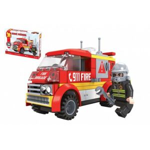 Kostky stavebnice Dromader auto hasiči 96 dílků v krabičce 22x15x5cm