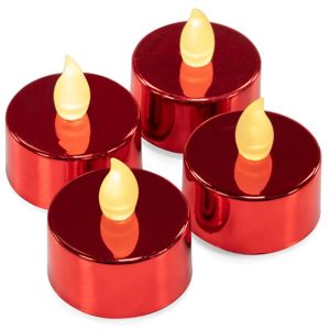 Nexos  75652 Dekorativní sada 4 LED čajových svíček na baterie, červené
