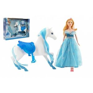 Kůň česací + panenka Ledová princezna plast v krabici 46x33x9cm