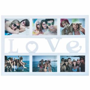 Fotorámeček Love na 6 fotografií, bílá, 50 x 33 cm