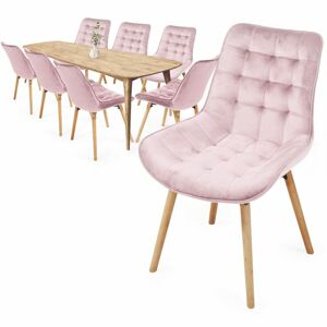 MIADOMODO Sada prošívaných jídelních židlí, růžová 8 ks