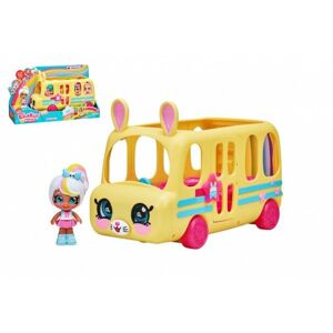 Kindi Kids Mini Školní autobus plast s panenkou s kývající hlavou 10cm v krabici 38x22x14cm