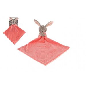 Zajíc/Zajíček usínáček plyš 25x25cm růžový na kartě v sáčku 0+
