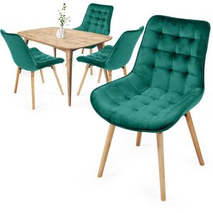 MIADOMODO Sada prošívaných jídelních židlí, zelená 4 ks
