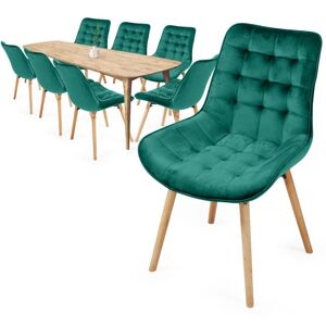 MIADOMODO Sada prošívaných jídelních židlí, zelená 8 ks